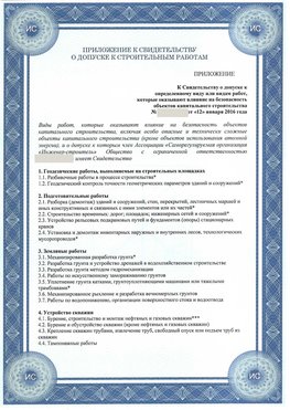 Приложение к свидетельству о допуске к строительным работам Черногорск СРО в строительстве